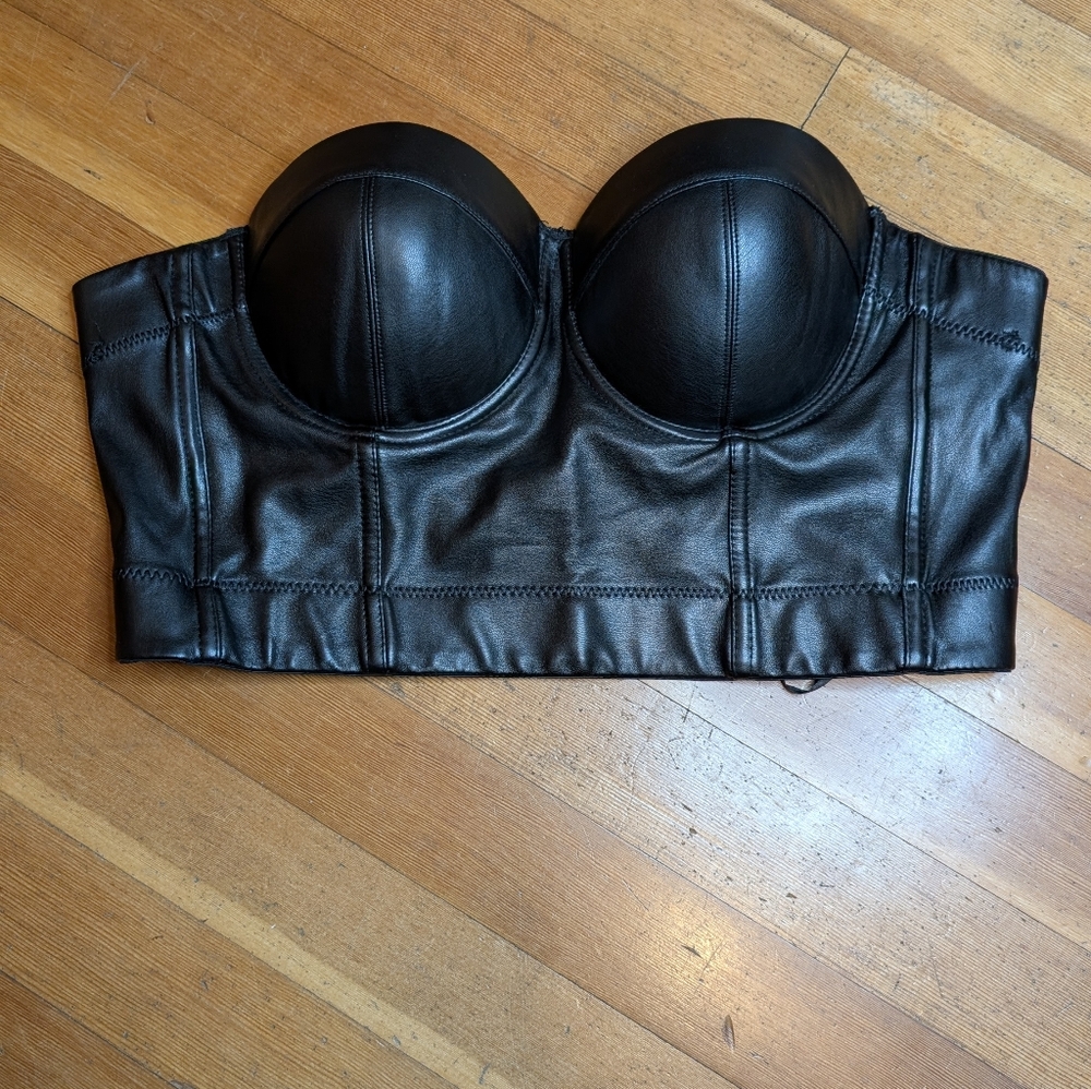 Source Unknown Black Leather Bustier